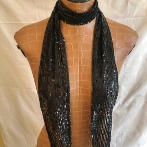 NWOT Black Sequined Scarf, Wrap or Belt